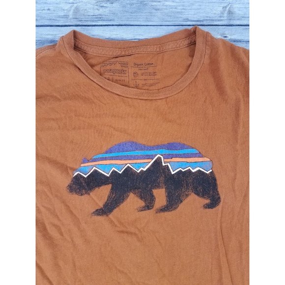 Patagonia California T-shirt Mens Size Medium Rust Orange Short Sleeve Slim Fit - Picture 3 of 11